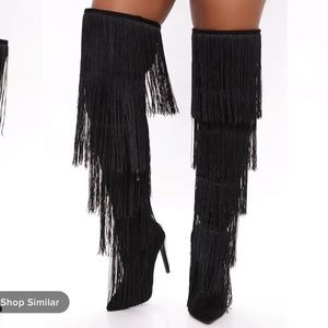 “Feline Feisty Fringe” Over the Knee Boots